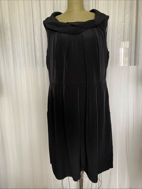 Plus Size Donna Ricco Black Sleeveless Sheath Cowl-Neck Midi Dress Retro 18W